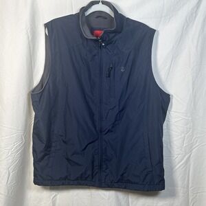IZOD Men's XL  Spectator Full Zip Vest Men's Blue  w/ Grey Fleece  Lining‎